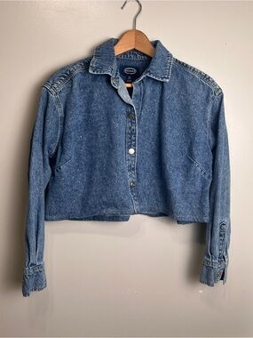 Scoop Mini Rhinestone Embellished Cotton Denim Jacket Size XS, EUC